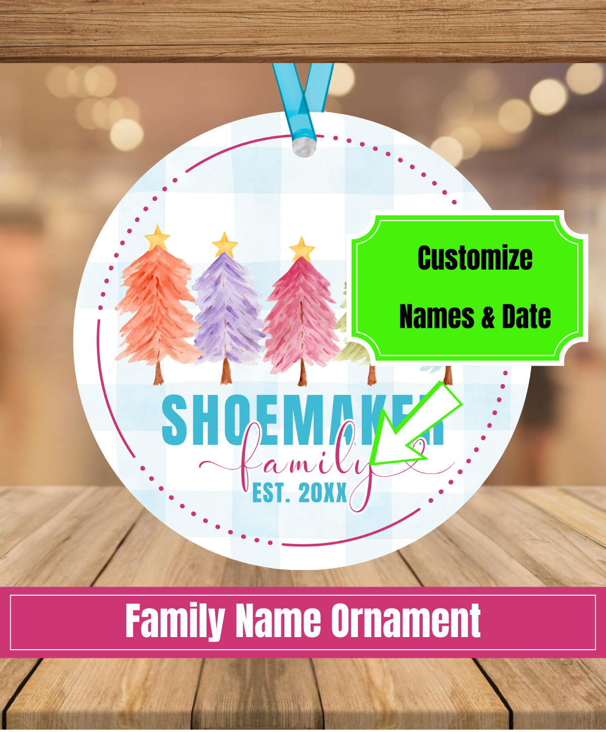 L4. Family Name - Row of Christmas Trees