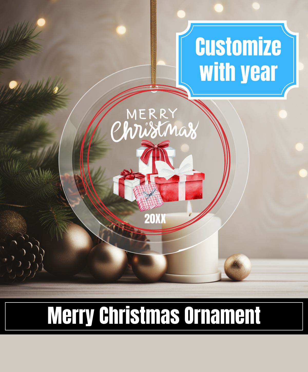 Merry Christmas Ornament - Year