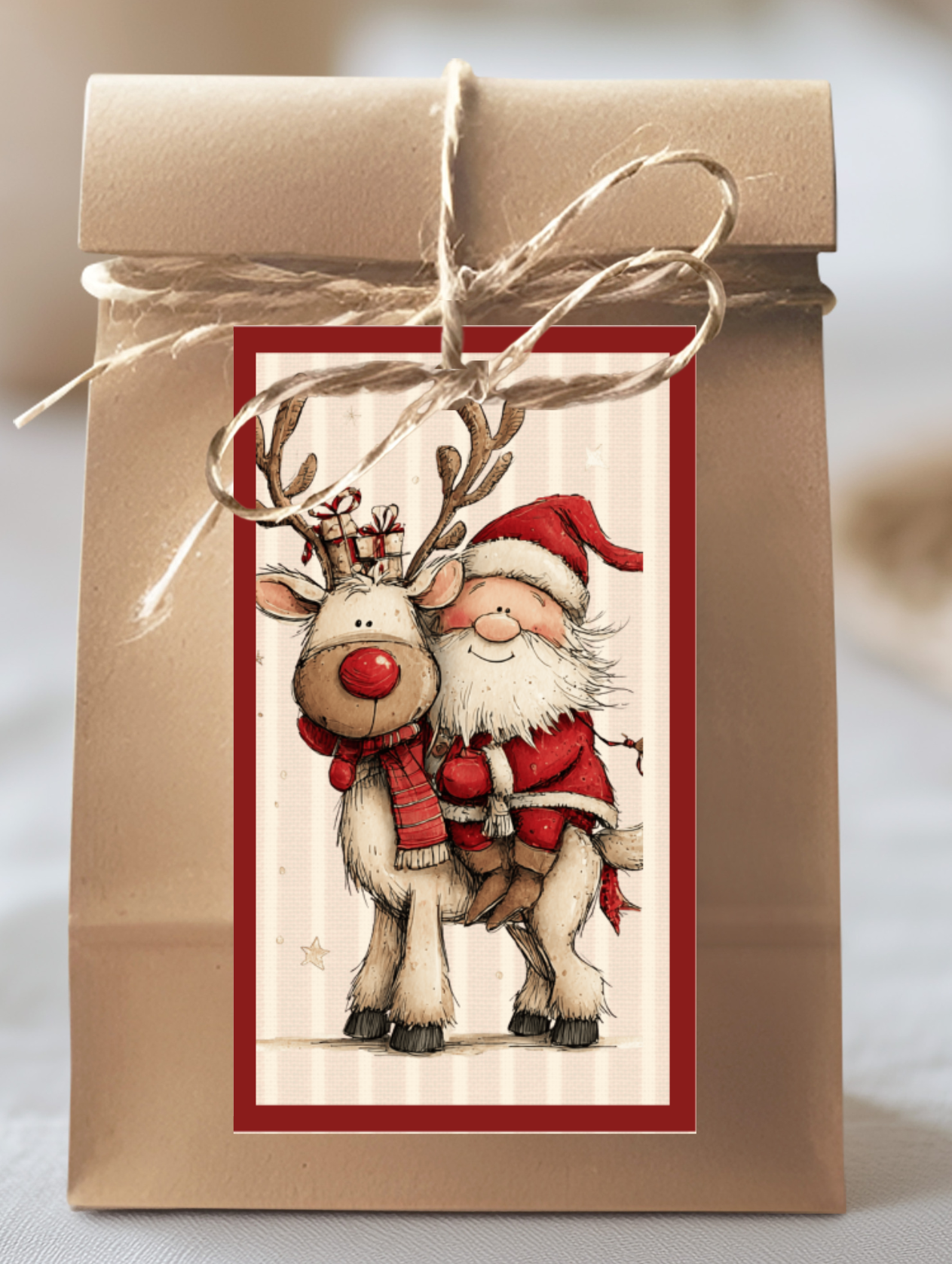 A1 Santa & Reindeer Christmas Printable Gift Tags