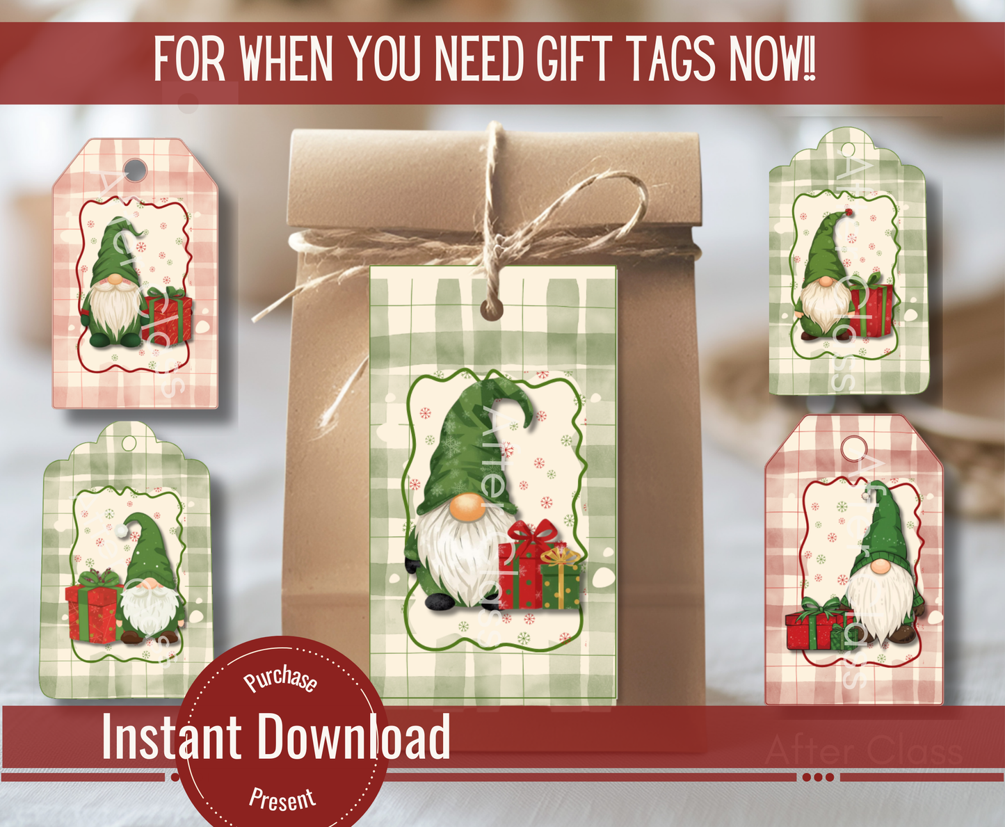 A4 Gnome Printable Gift Tags