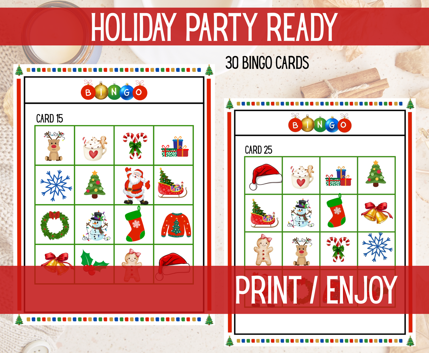 D1 Holiday BINGO - 30 Cards Printable