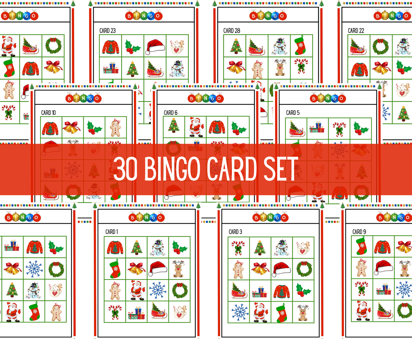 D1 Holiday BINGO - 30 Cards Printable