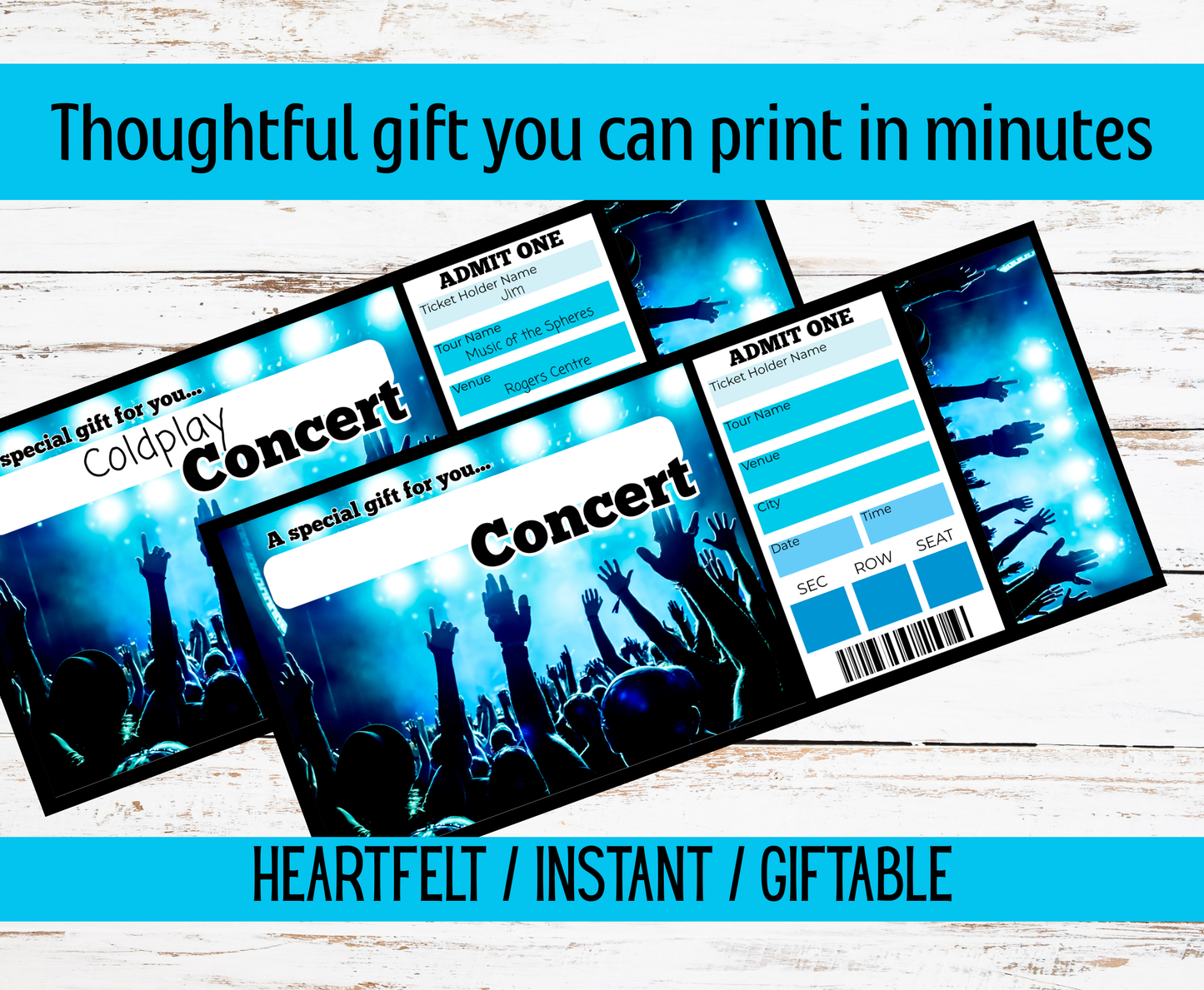 B2 Concert Gift Certificate and Envelope Printable