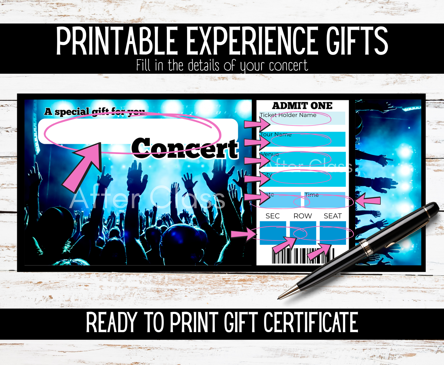 B2 Concert Gift Certificate and Envelope Printable