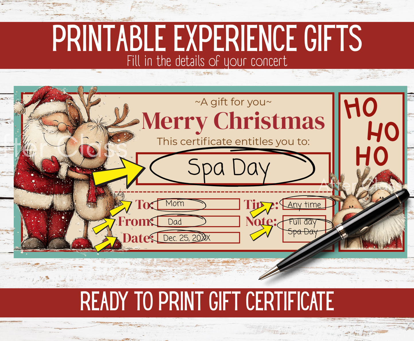 B1 Santa & Reindeer Gift Certificate and Envelope Printable