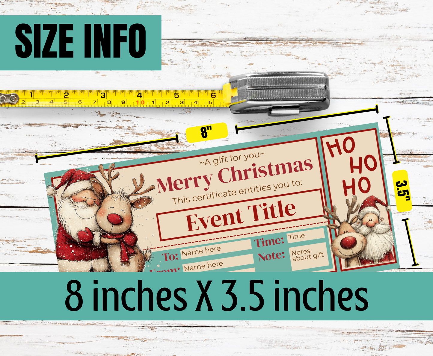 B1 Santa & Reindeer Gift Certificate and Envelope Printable