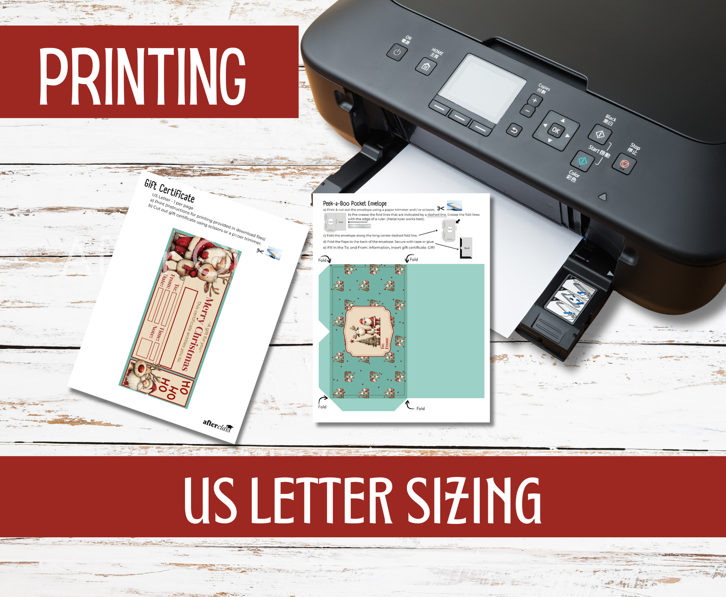 B1 Santa & Reindeer Gift Certificate and Envelope Printable