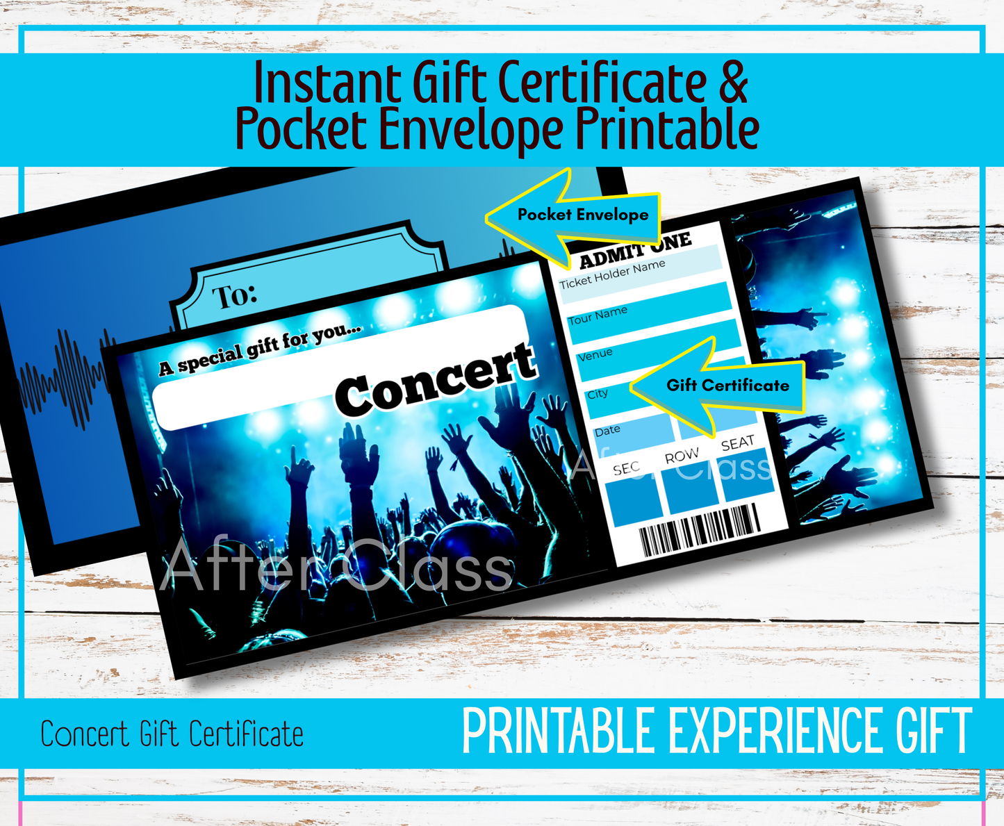 B2 Concert Gift Certificate and Envelope Printable