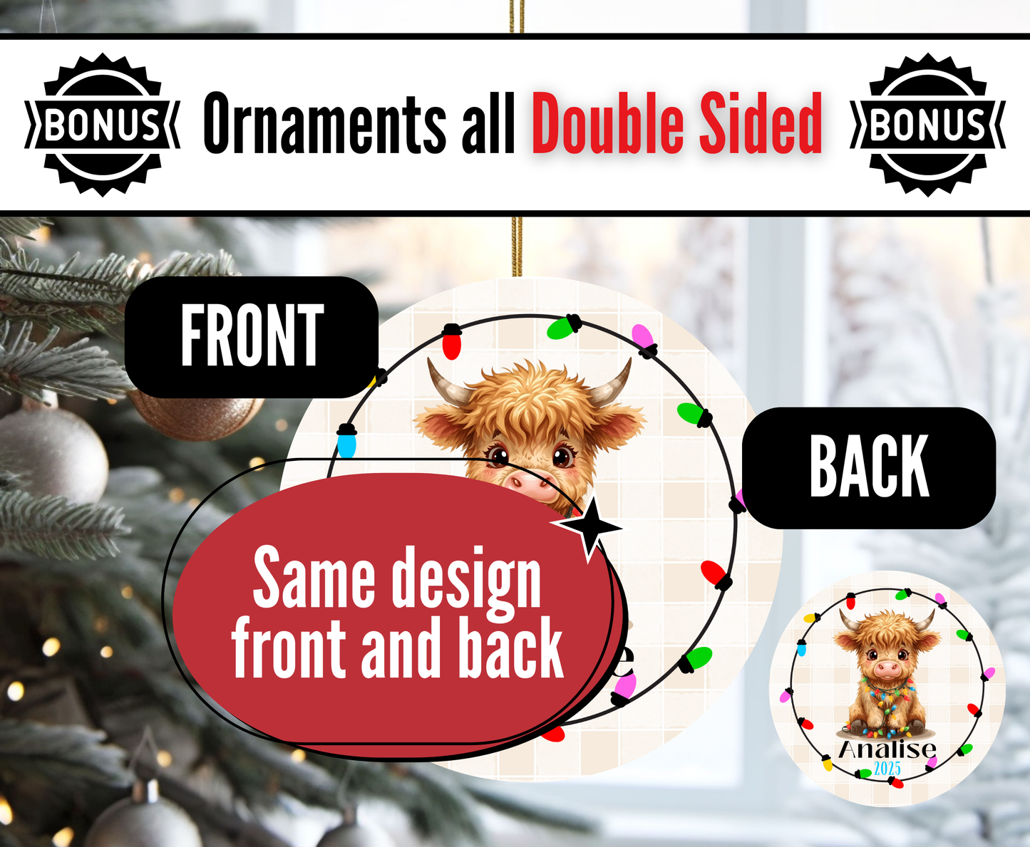 I1. Highland Cow Name Ornament