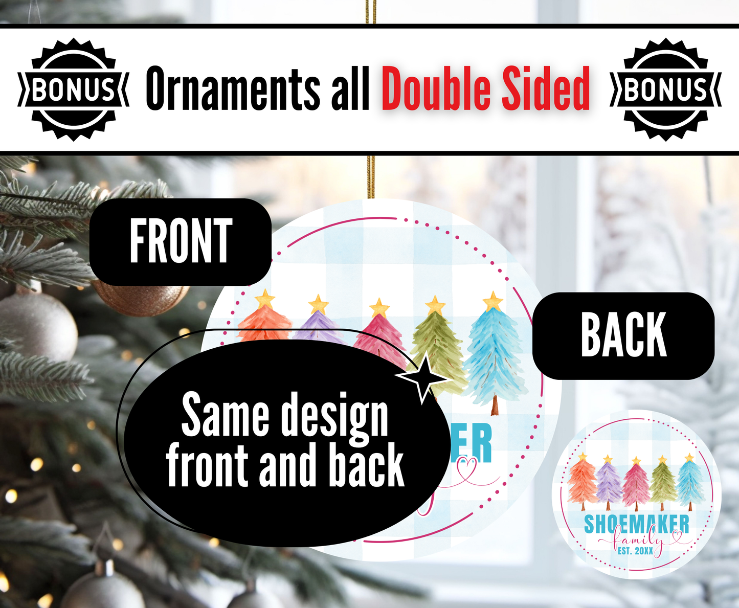 L4. Family Name - Row of Christmas Trees