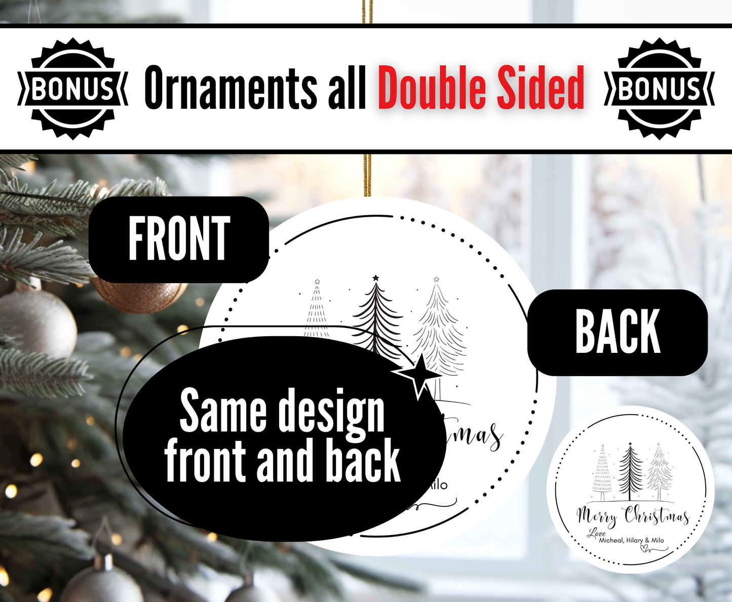 M. Black and White - Tag to ornament