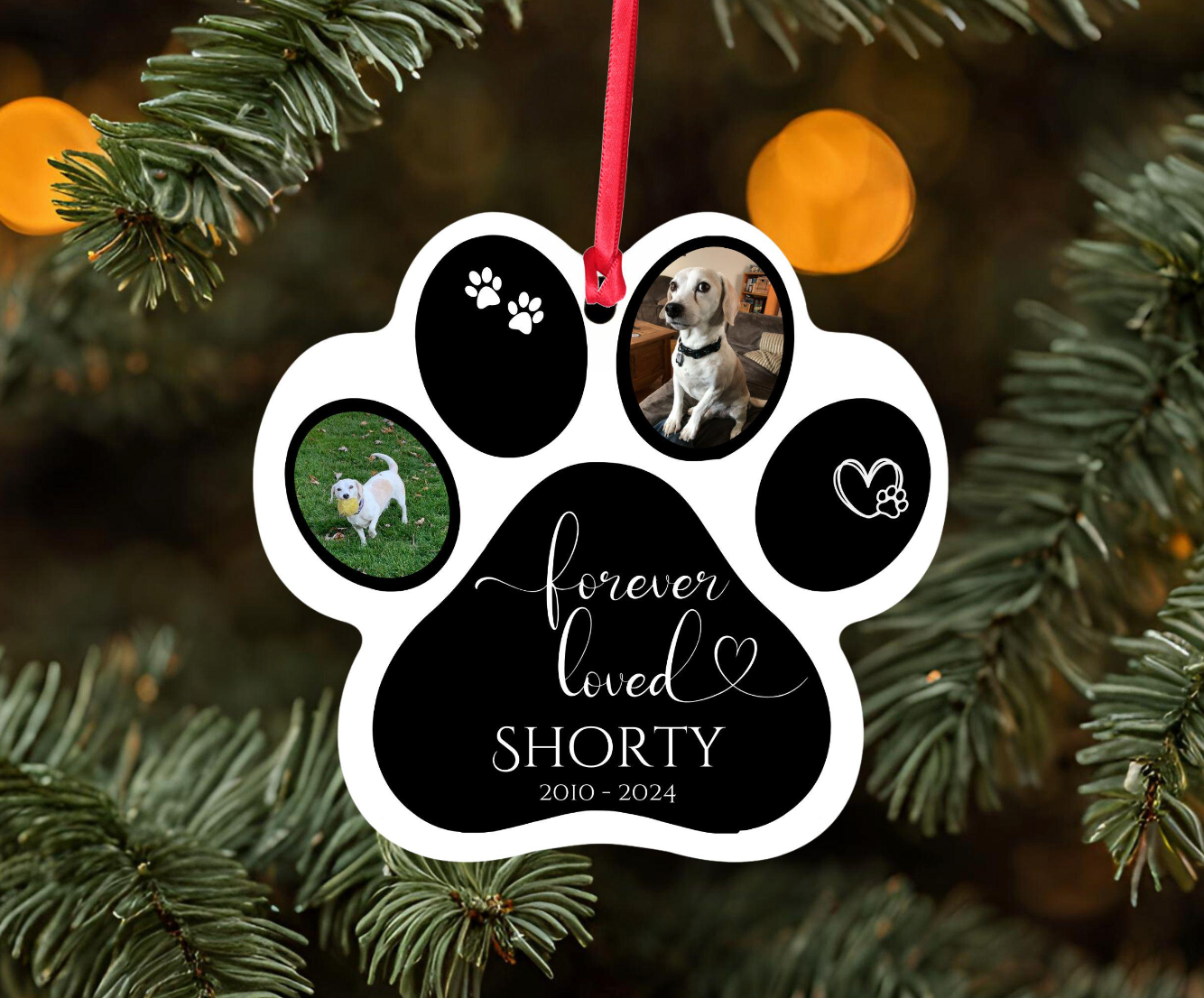D Pet Memorial dog paw ornament - Forever loved