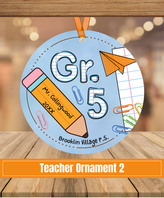 E2. Teacher Ornament 2 - Blue pencil