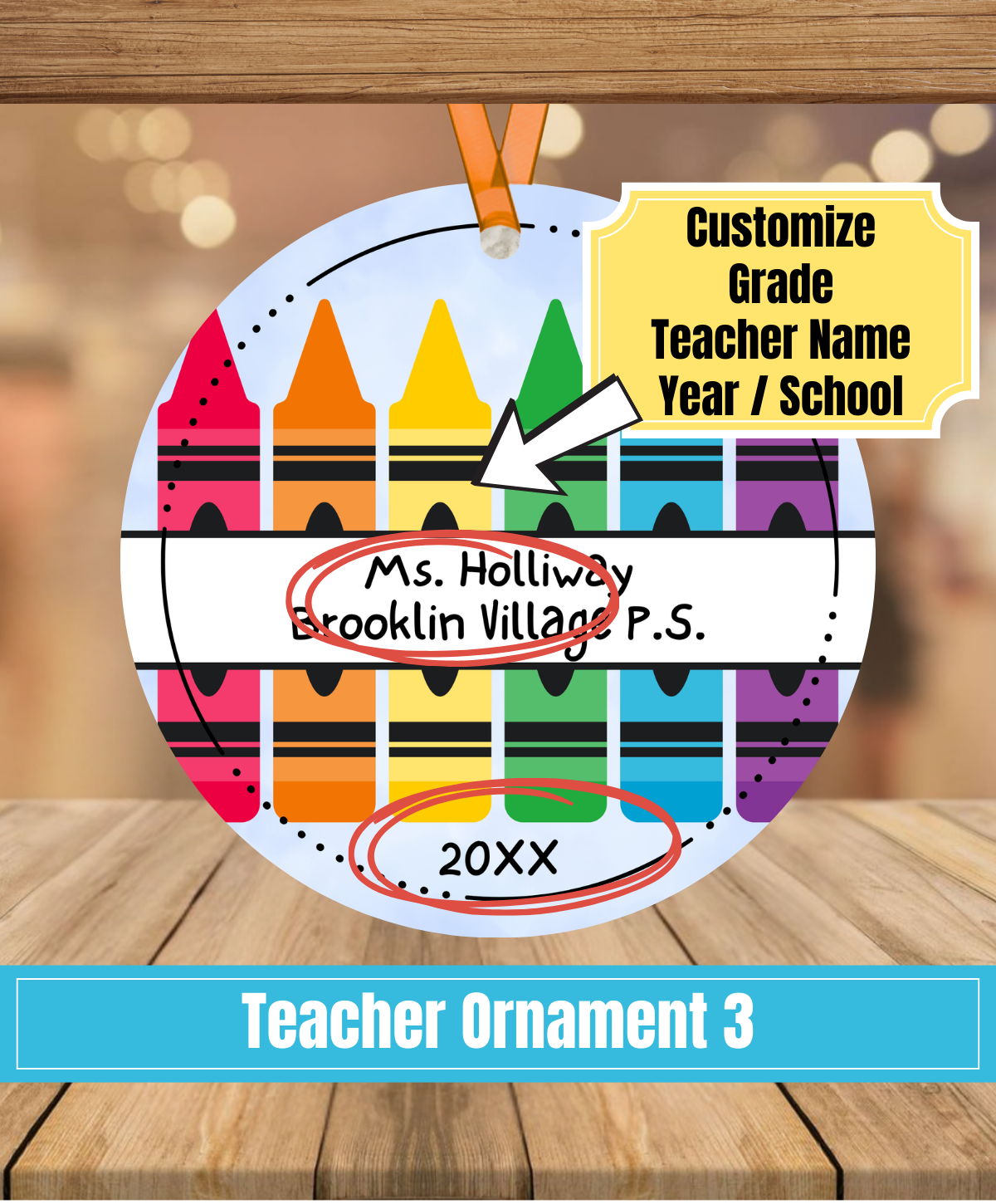 E3. Teacher Ornament 3 - Pencil Crayons