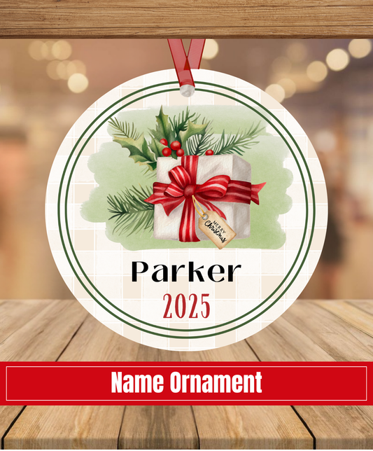 L2. Name ornament - greenery and tags
