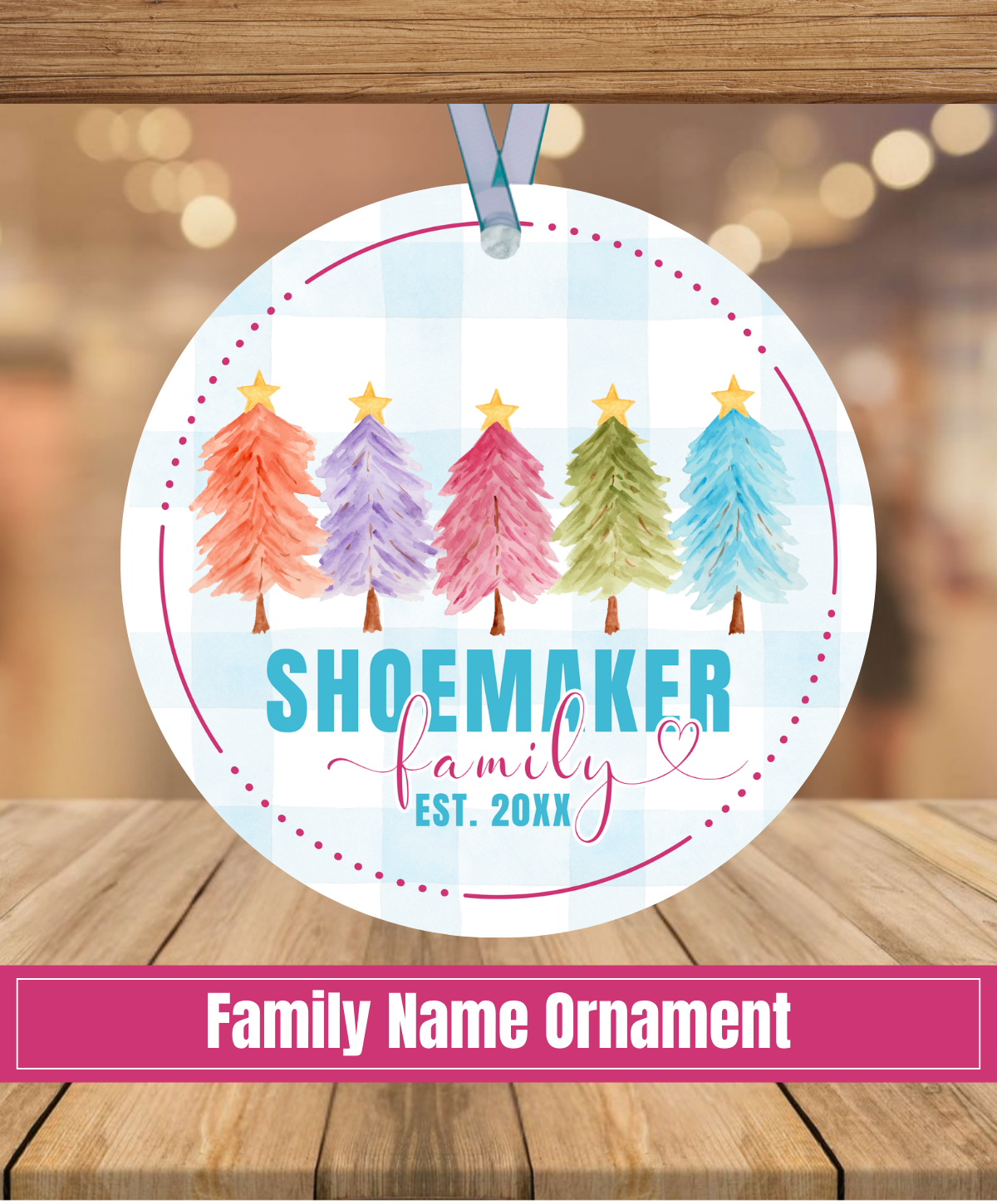 L4. Family Name - Row of Christmas Trees